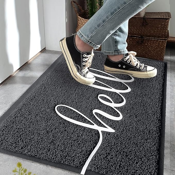 Door Mat, Durable Welcome Mat Low Profile Floor Mat Front Doormat Non Slip Mats Entrance Rectangular Doormat, for Entryway, Patio, High Traffic Areas (30"x17.5",Black)-Ruum Studio Home