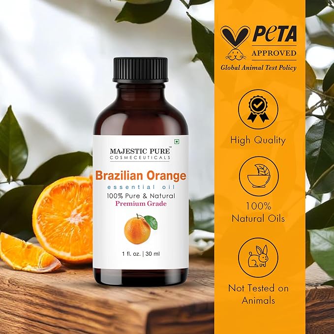 Majestic Pure Brazilian Orange Essential Oil with Glass Dropper - 1 Fl Oz - 100% Pure and Natural Brazilian Orange Oil - Premium Grade Essential Oils for Diffuser, Aromatherapy, Soap and Candle Making-Ruum Studio Home