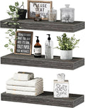 QEEIG Floating Shelves for Wall Bathroom Shelf Bedroom Kitchen Living Room Hanging Book Shelves Small Farmhouse Decor 16 inch Set of 3, Grey (015-GY3)-Ruum Studio Home
