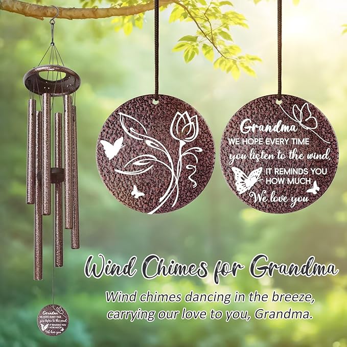 Gifts for Grandma, 25''Wind Chimes, Grandma Birthday Gifts for Grandmother from Granddaughter Grandson Grandkids, Mothers Day, Thanksgiving, Christmas Day Gift Ideas for Love Rreminder-Ruum Studio Home