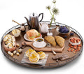Farmhouse Oak 24" Lazy Susan Turntable Organizer for Cabinet, Round Wooden Lazy Susan Organization and Storage for Dining Table, Pantry, Kitchen, Countertop, Cupboard,Home Decor, Walnut-Ruum Studio Home