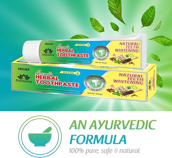 Jagat Devsutra Dr. Recommended Ayurvedic Herbal Fresh Mint Flavour Toothpaste Combo Pack Offer - 100% Natural Teeth Whitening Formula, No Fluoride & No Artificial Colours - Pack of 2 (4.4 OZ Each)-Ruum Studio Home