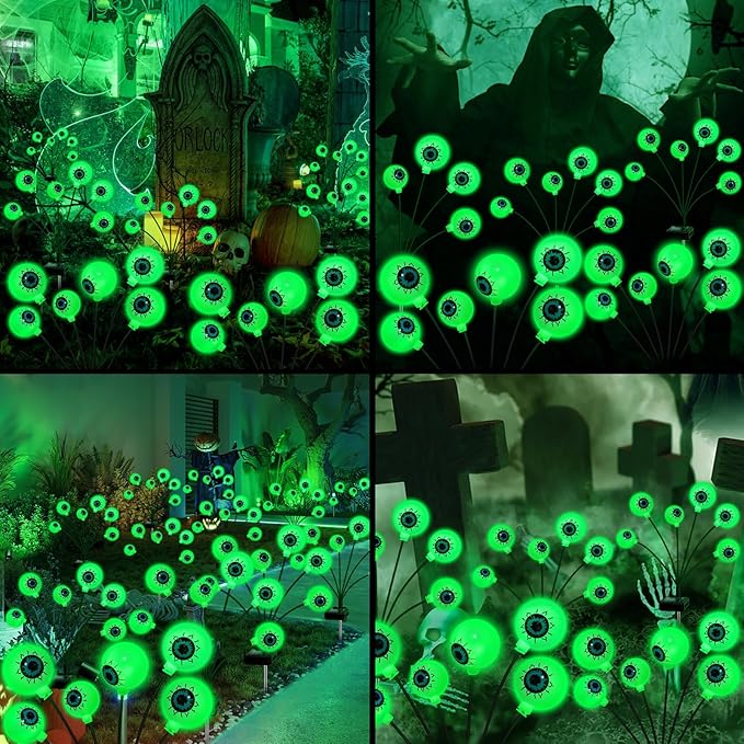 Solar Garden Lights Outdoor, Swaying Light Waterproof Solar Lights Outdoor for Yard Pathway Patio, Swaying Lawn Decor as Gardening Gifts for Women Holiday (Green, 4 Pack Halloween Decor)-Ruum Studio Home