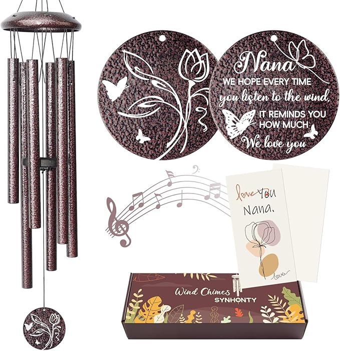 Gifts for Nana, 25''Wind Chimes, Birthday Gift for Nana from Grandkids, Mothers Day, Thanksgiving, Christmas Day Gifts Ideas for Love Reminder-Ruum Studio Home