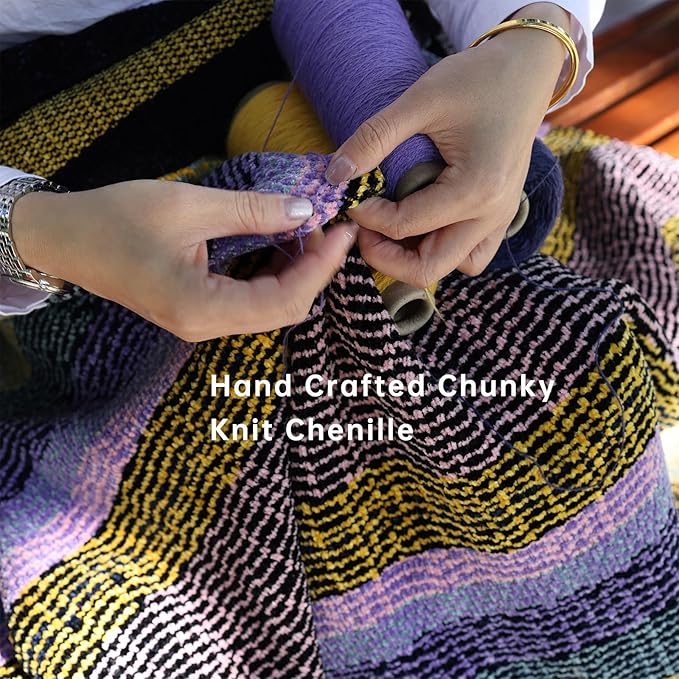Soft Chenille Yarn Throw 36"x48", Handmade Knit Throw Blanket, for use in All Seasons, Soft Cozy Warm Knitted Blanket for Bed Sofa, Couch Chair, Living Room(1.76Ib)-Ruum Studio Home