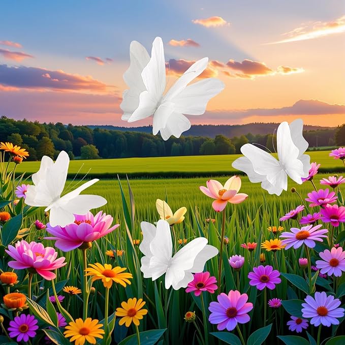 SUNBEAUTY Large Butterfly Party Decorations, 3D White Paper Butterflies Wedding Decoration, Hanging Butterflies for Baby Shower Decorations Girls, Women, Paper Flowers for Wall Decoration, Set of 4-Ruum Studio Home