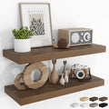 RICHFOCUS 31.5Inch Floating Shelves for Wall 2 Pack Shelves for Bedroom|Kitchen|Bathroom Wall Mounted Rustic Wood Floating Shelf with Invisible Brackets for Books|Storage|Decor, Walnut-Ruum Studio Home