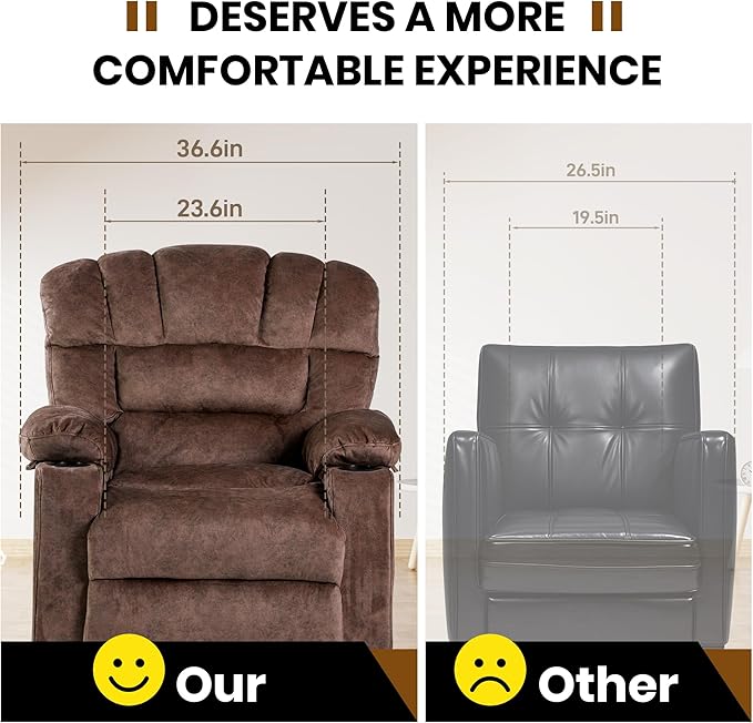 Recliner Chair Manual Modern Ergonomic Lounge Single Sofa Seat Living Room Lounge Recliners on Clearance Foam Filling-Ruum Studio Home