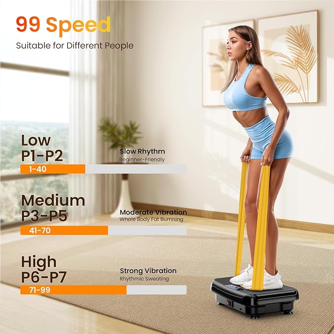 Vibration Plate Exercise Machine: TISSCARE Vibrating Plates for Lymphatic Drainage and Weight Loss, 300Lbs Capacity Full Body Power Shake Workout Platform for Home Cardio Fitness-Ruum Studio Home