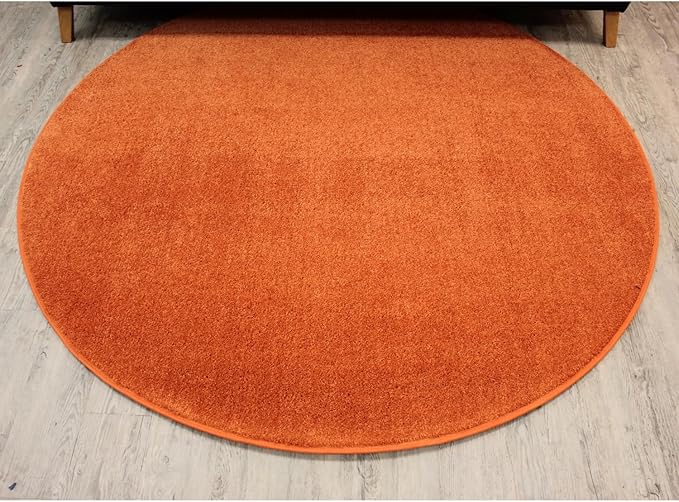 KOECKRITZ Soft and Colorful Kids Classroom Area Rugs (Passes Flammability Pill Test) Many Sizes and Bright Colors to Select from (8' Round, Tangerine)-Ruum Studio Home