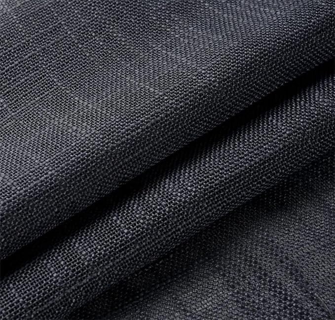MIUCO Semi Sheer Curtains Poly Linen Textured Solid Grommet Curtains 63 Inches Long for Living Room 2 Panels (2 x 37 Wide x 63" Long) Charcoal Grey-Ruum Studio Home