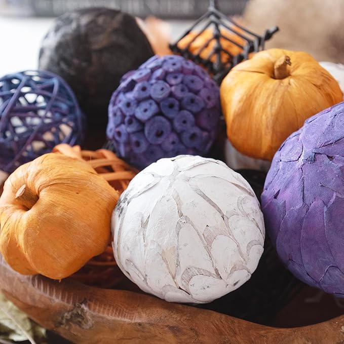 ANDALUCA Large Decorative Halloween Fall Vase Filler Bag with Orbs, Balls (Purple Orange)-Ruum Studio Home