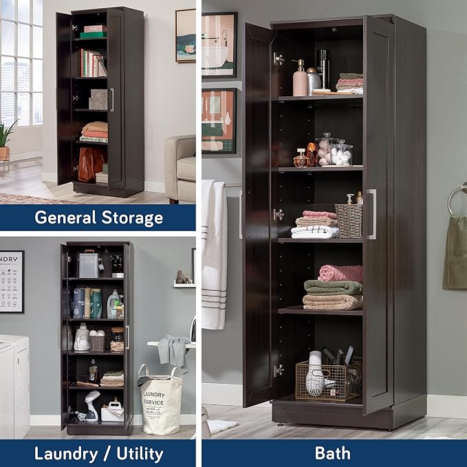 Sauder HomePlus Kitchen Pantry Storage Cabinet with Adjustable Shelves, Laundry Bathroom, L: 23.31" x W: 17.01" x H: 71.18", Dakota Oak-Ruum Studio Home