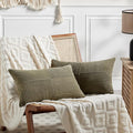 Fancy Homi 2 Packs Olive Green Lumbar Decorative Throw Pillow Covers 14x24 Inch for Couch Bed, Farmhouse Boho Home Decor, Soft Striped Corduroy Rectangle Accent Cushion Case 35x60 cm-Ruum Studio Home