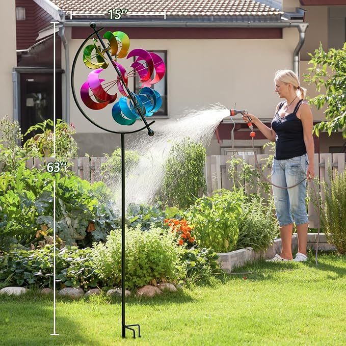 Wind Spinner for Garden and Yard - Large Metal Kinetic Wind Sculpture for Outdoor Decor (Moons)-Ruum Studio Home