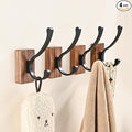 4 Pack Wooden Wall Hooks for Hanging, Adhesive Mounted & Wall Mount Nature Wood Coat Hooks for Towel Clothes Blanket Hat Backpack Robe Nursery Door Board Entryway Key Holder-Ruum Studio Home