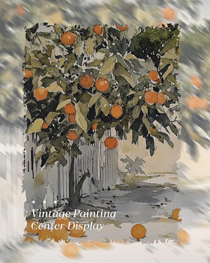 HUARCEY Gold Framed Vintage Wall Art for Living Room Country Orange Trees Earthy Room Decor Aesthetic Oil Painting Wall Picture Farmhouse Canvas Print Artwork for Kitchen Bedroom Bathroom Decor 12x16-Ruum Studio Home