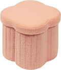 B FSOBEIIALEO Storage Ottoman Cube, Flowers Shaped Ottomans with Storage Foot Stool Footrest for Lving Room, Boucle Ottoman Seat for Dorm Room,Faux Teddy Fur, Orange 12.6"x12.6"x12.6"-Ruum Studio Home