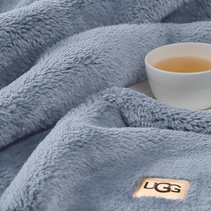 UGG Whitecap Plush Throw Blanket Fleece Lightweight Soft Cozy Throw for Couch or Bed Luxury Home Decor for Living Room Washable Hypoallergenic Blankets for Dorm Decor, 50-inch x 70-inch, Denim Blue-Ruum Studio Home