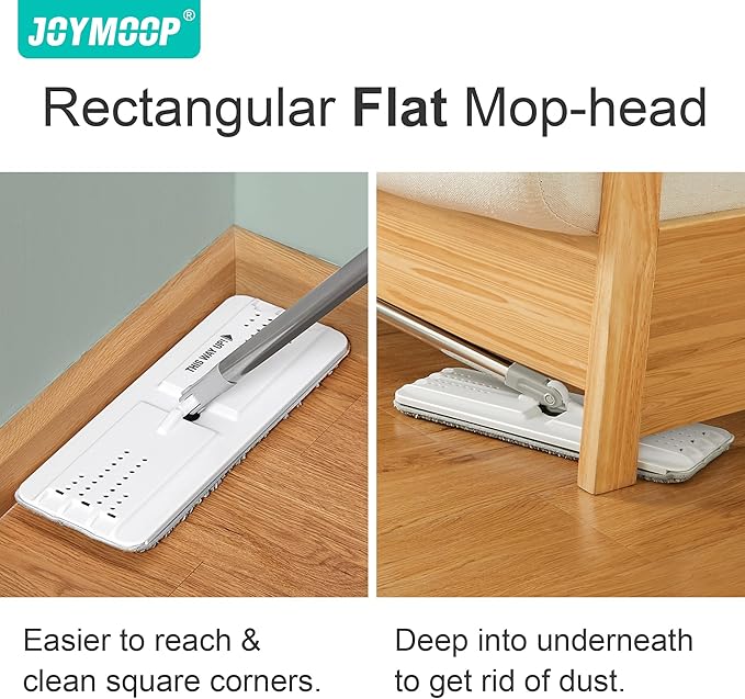 JOYMOOP Hands-Free Self-Cleaning Microfiber Mop and Bucket with Wringer Set for Home, Mops for Floor Cleaning and Wall Cleaner, Hardwood, Tile, Laminate, Vinyl Floors, Smooth Walls, and Glass Windows-Ruum Studio Home