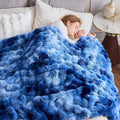 NEWCOSPLAY Faux Fur Twin Blanket Indigo Luxury Fluffy Thick Warm Bubble Blanket for Couch Sofa Bed 700GSM (Indigo, Twin(60"x80"))-Ruum Studio Home
