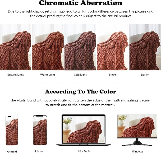 NEWCOSPLAY Super Soft Queen Blanket Coffee Premium Silky Flannel Fleece 3D Clouds Stylish Jacquard Lightweight Bed Blanket All Season Use 350GSM (Coffee, Queen(90"x90"))-Ruum Studio Home