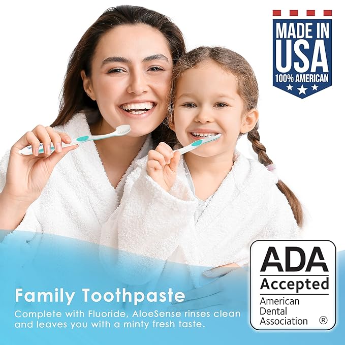 Naturally Soothing Toothpaste for Sensitive Teeth and Gum Care with Aloe Vera, Allantoin & Fresh Mint Flavor, Gentle & Natural, ADA Approved (5-oz, 3 Count)-Ruum Studio Home