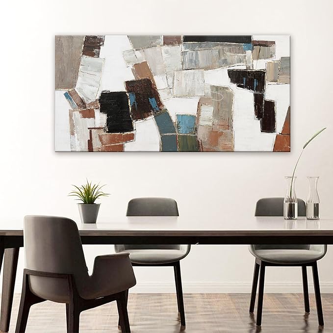 Dimpaga Abstract Wall Art Pictures for Living Room Wall Decor Modern Wall Art Decor Minimalist Geometric Line Artwork for Walls Textured Wall Art Prints Bedroom Office Wall Decor 24"X48"-Ruum Studio Home
