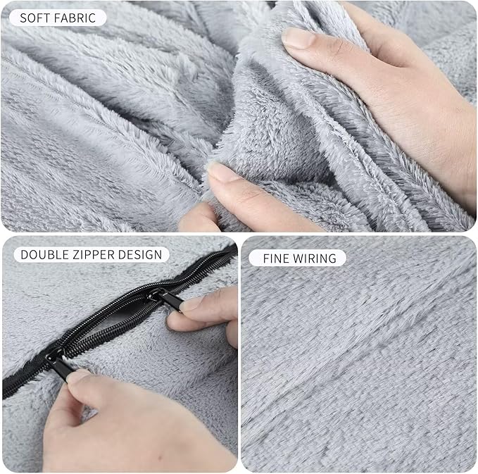 Bean Bag Chair for Adults 7FT,Soft Removable Cover for Teens/Girls Bedroom,Fluffy Giant Round Floor Beanbag Lounger Chairs (No Filler,Light Gray)-Ruum Studio Home