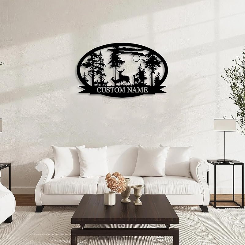 Personalized Deer Metal Cabin Sign | Custom Metal Sign | Personalized Camping Signs | Deer Hunter Gift | Custom Signs Outdoor Metal | Custom Family Name Sign | Cabin Decor | Porch Sign-Ruum Studio Home
