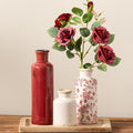 Vintage Vase Set of 3, Ceramic Vintage Flower Vases, Chinoiserie Decorative Home Decor Retro Floral Vase Rustic Farmhouse Decor for Table Bookshelf Mantel Kitchen Living Room Office - Red and White-Ruum Studio Home