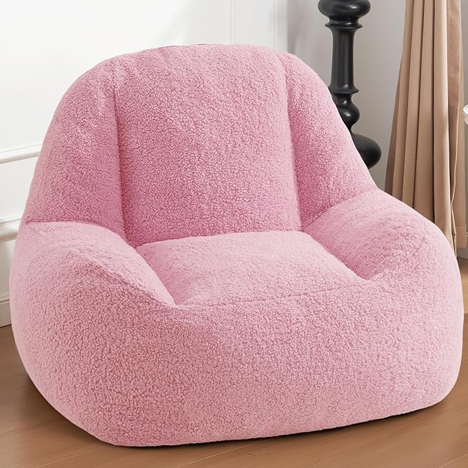 Homguava Bean Bag Chairs for Adults,Giant Beanbag Couch Adult Bean Bag Chair with Filler Included,Modern Lazy Sofa Comfy Chair for Living Room(Soft Pink)-Ruum Studio Home