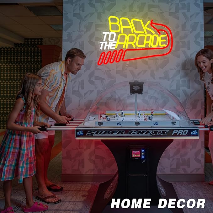 Retro Arcade Neon Sign Large Back to the Arcade Neon Light Dimmable Gamer Neon Signs for Wall Decor USB Powered Vintage Gaming Signs for Bar Game Room Man Cave(15.7 * 10.7inch)-Ruum Studio Home