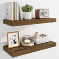 Marsmiles 24" Floating Shelves for Wall, Wooden Shelves with Invisible Brackets Set of 2, Rustic Farmhouse Wall Mounted Shelf for Kitchen Bathroom Living Room Study, Rustic Brown-Ruum Studio Home