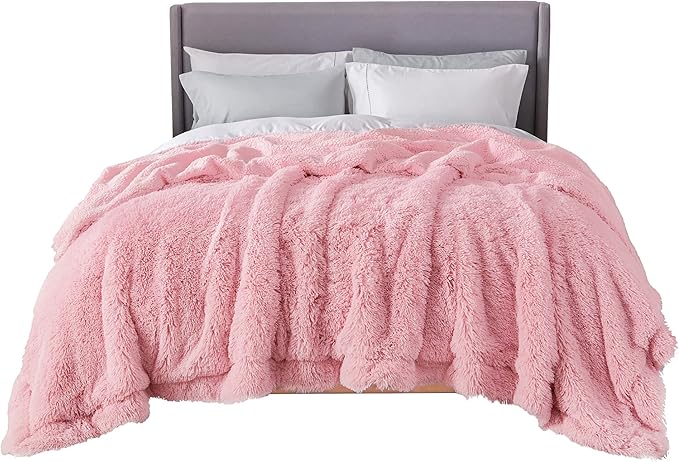 Bedsure GentleSoft Fluffy Pink Blankets Queen Size for Bed, Thick Sherpa Faux Fur Fleece Fuzzy Plush Winter Warm Heavy Soft Full Queen Blankets, Bedroom Decor Pink Gifts Cozy Gifts for Women, 90x90-Ruum Studio Home