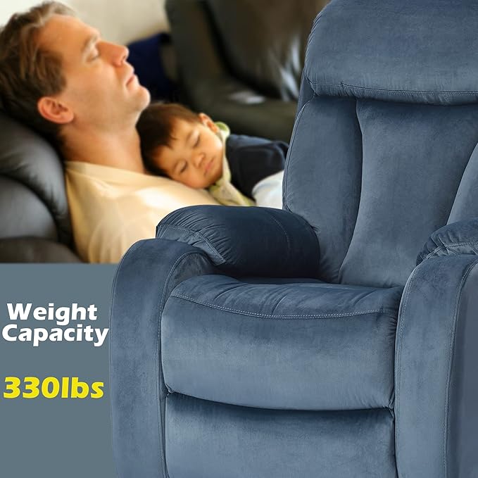 Power Lift Chair Recliners for Elderly, Modern Adult Power Lift Recliner, Velvet Upholstery Electric Lift Chair Recliner with Remote Side Pocket for Living Room(Navy Blue)-Ruum Studio Home