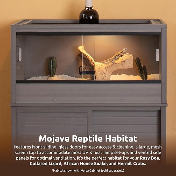 New Age Pet ECOFLEX 36" Mojave Reptile Lounge -Durable Wood Plastic Composite Habitat with Ventilation, Removable Glass Doors & Lock, Easy Assembly, for Tortoises, Snakes, Iguanas-Ruum Studio Home