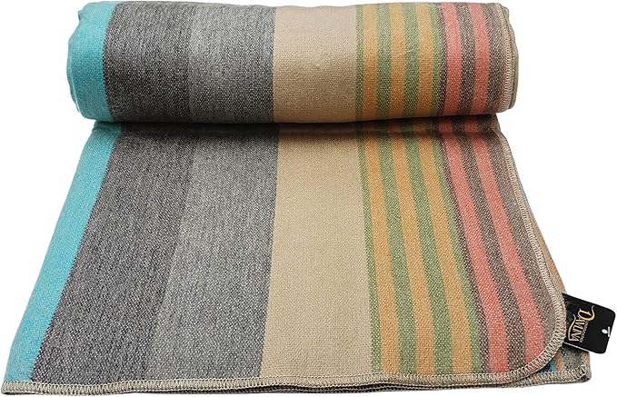 Alpaca Wool Throw Blanket | Super Soft, Lightweight, Breathable and Hypoallergenic | Non-Itchy or Scratchy (Green Gray Varicolored, Queen (U.S. Standard))-Ruum Studio Home