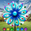 Solar Wind Spinners, 60.63" Outdoor Metal Stake Yard Wind Sculpture,Solar Powered Multi-Color LED Glass Ball with Kinetic Wind Spinners for Yard and Garden Lawn Patio Decor-Ruum Studio Home