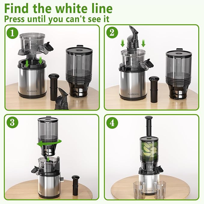 Cold Press Juicer – 6.5" Extra Large Feed Chute Fit Hands-Free Electric Masticating Juicer Machine, 350W Slow Masticating Juicer Machine for Whole Fruit and Vegetables – Easy Cleanup & Assembly-Ruum Studio Home