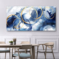 AJAZIKO Abstract Wall Art Blue Modern Art Wall Decor Artwork For Walls Living Room Huge Wall Canvas Office Pictures For Wall Navy Gold Contempor Decorations For Bedroom Size 24x48in-Ruum Studio Home