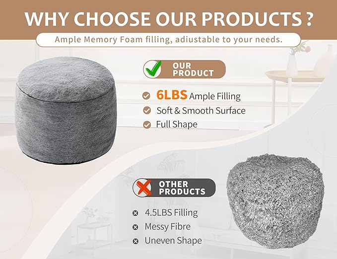 Boho Ottoman Living Room Furniture 20"x15" Round Ottomans Pouf Couch Foot Rest Navy Pouf Ottoman Foot Rest with Foam Chunk Filling Pouffe Ottomans Stuffed Foot Rests Poufs for Couch-Ruum Studio Home