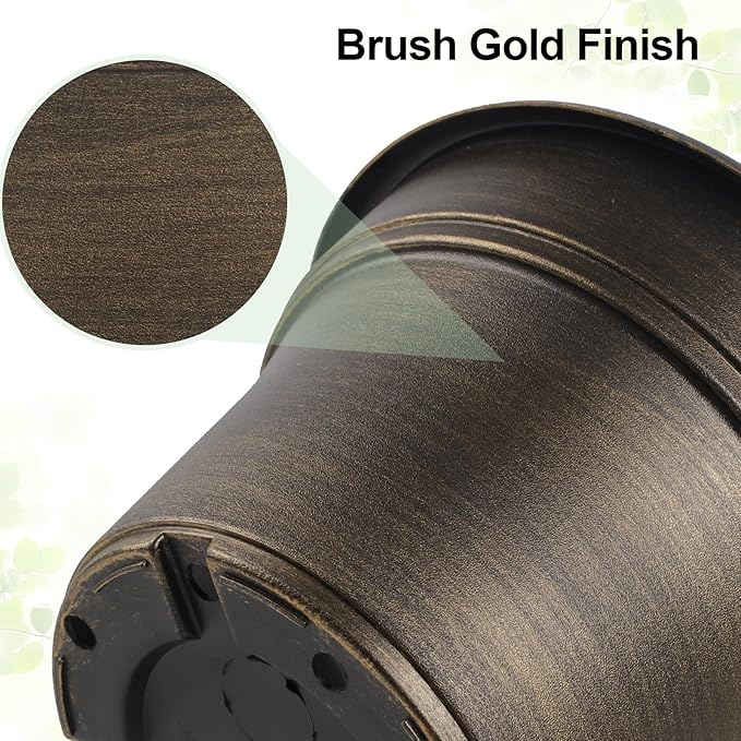 16 inch Plant Pots Outdoor Planters，4 Pack Large Plastic Flower Pot for Indoor Plants with Drainage Holes & Saucer, Resin Decorative Container Sets with Trays for House Outdoor Garden Plant Dark Gold-Ruum Studio Home