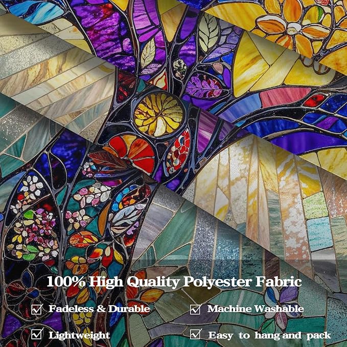 Lunerfex Tree of Life Tapestry Stained Glass Tapestry Wall Decor Tapestries for Bedroom Art Tapestries Wall Hanging for Bedroom Living Room Glass-Tree-02 60"x80"-Ruum Studio Home