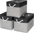 TheWarmHome Storage Basket for Organizing - 16x12x12 inch Cube Storage bin 3 Pack Fabric Storage Cubes, Collapsible Storage Box for Organizer Cloth Gift Toy Closet (Black & Grey)-Ruum Studio Home