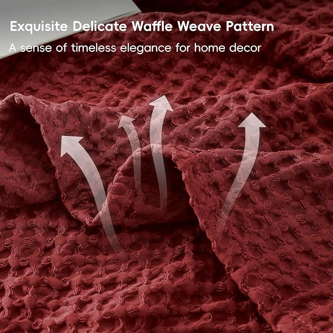 PHF Ultra Soft Waffle Weave Blanket King Size 104"x 90"- Washed Lightweight Breathable Cozy Woven Blanket for Bed - Aesthetic Decor for Couch Bedding Sofa Home Car - Wine-Ruum Studio Home