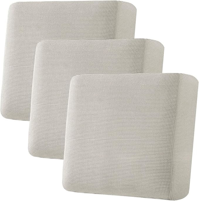 H.VERSAILTEX Super Stretch Individual Seat Cushion Covers - Sofa & Couch Cushion Slipcover Sets - Thick Jacquard Textured Twill Fabric (3 Piece XL Sofa Cushion Covers, Island Fossi)-Ruum Studio Home