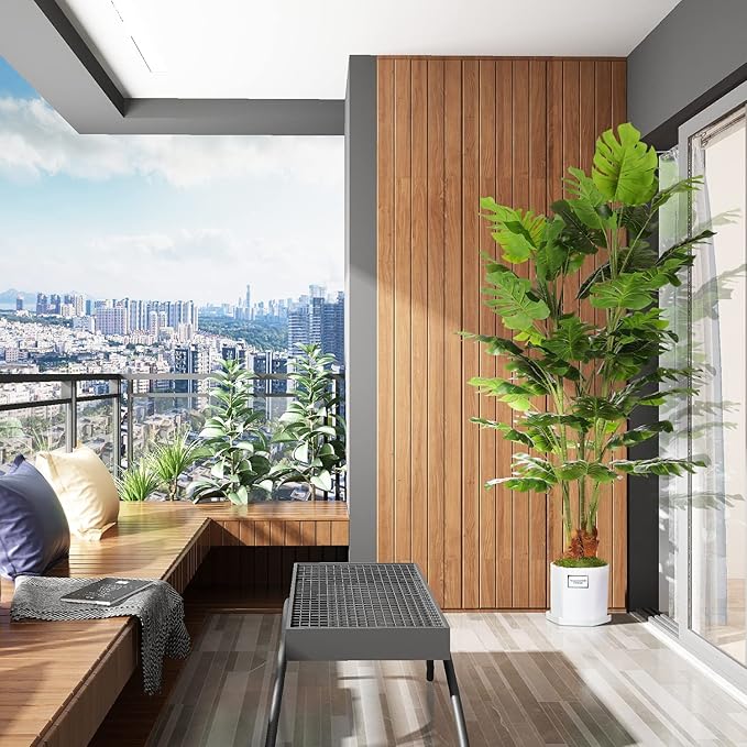 6.3ft Artificial Monstera Deliciosa Tree (75in) with Plastic Nursery Pot Faux Tree, Fake Tropical Split Leaf Palm Plant for Office House Farmhouse Living Room Home Decor (Indoor/Outdoor)-Ruum Studio Home