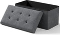 Storage Ottoman Bench, Folding Ottoman Foot Rest, 15 x 30 x 15 Inches, End of Bed Bench,Storage Chest, for Living Room, Bedroom, Hallway, Entryway, Dark Gray-Ruum Studio Home
