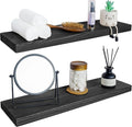 BGMG Wood Floating Shelves for Wall 30 inch Set of 2,Black Floating Shelves,Solid Wood Wall Mount Shelves for Bathroom Living Room Bedroom Kitchen Farmhouse -30x 6.7 x1.25 inch-Ruum Studio Home
